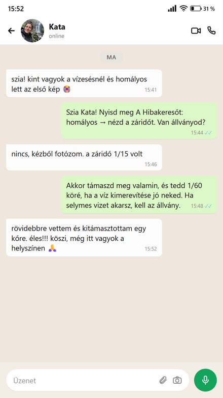 Valaki megírja, hogy A Hibakereső miatt a helyszínen javította a homályos képet