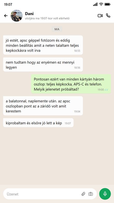 Valaki APS-C géppel azt írja, hogy a három oszlop miatt tudta, mit állítson